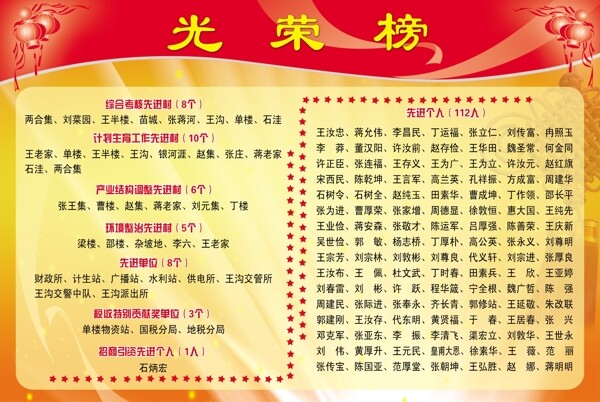 光榮榜素材