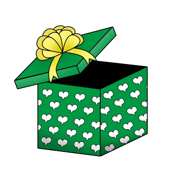 表白日绿色礼物盒手绘卡通装饰