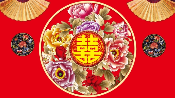中式紅色婚禮背景