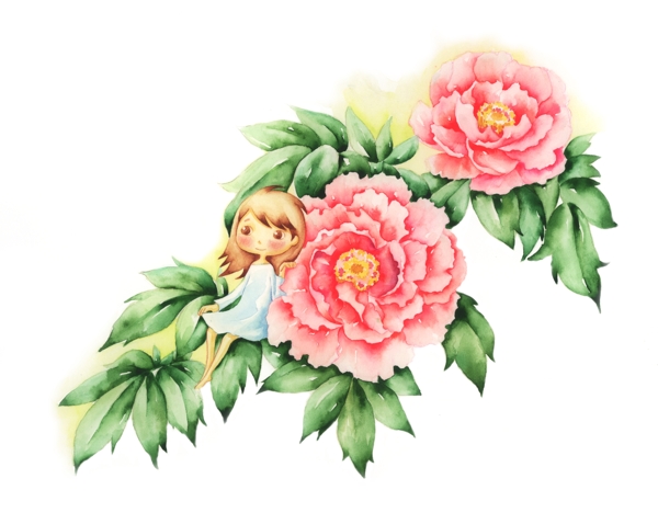 水彩手繪女孩圖片