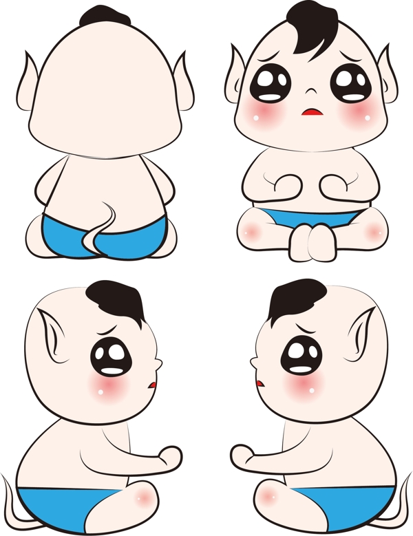 坐著的哇哇高清PSD文件