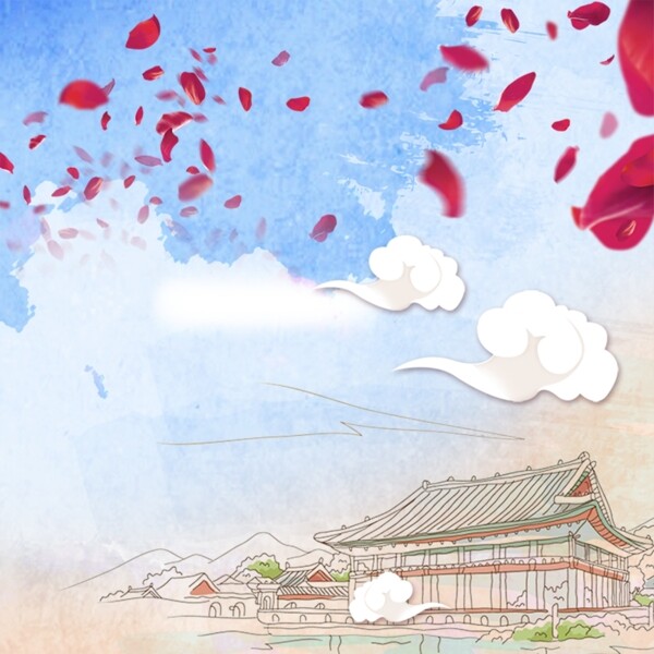 浪漫花瓣手繪背景