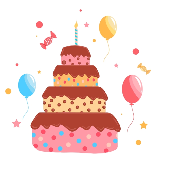 生日快乐双层蛋糕甜品png素材元素图片
