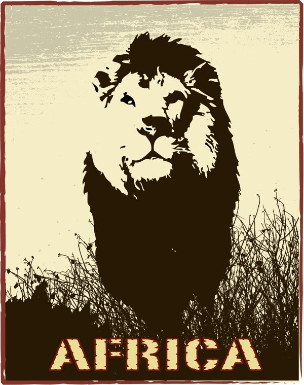 非洲动物剪影