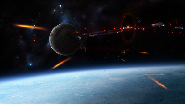 宇宙黑色行星唯美星空背景