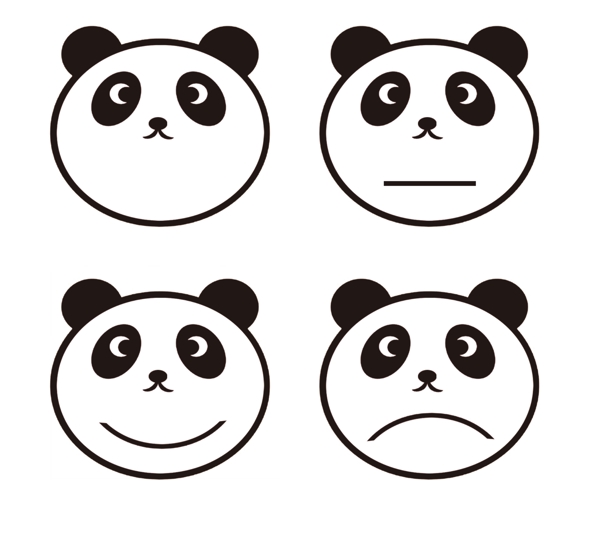 熊猫脸简笔图