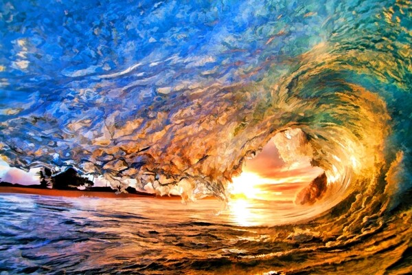 阳光下的海浪艺术壁画
