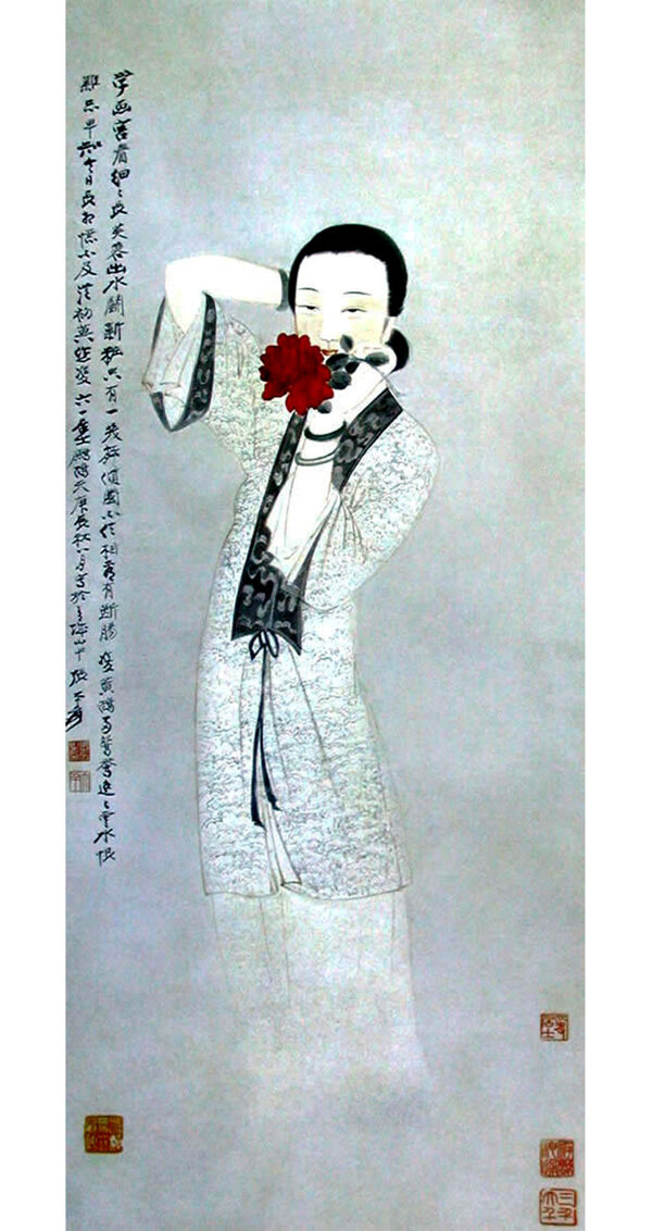 張大千持花仕女