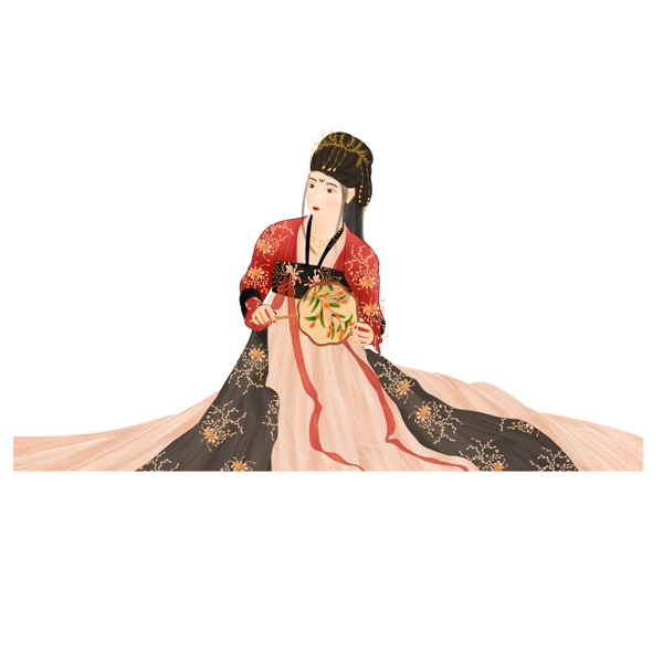 古典華麗衣飾的女子卡通元素
