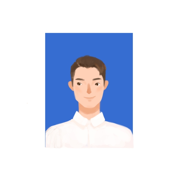 原創(chuàng)手繪風格藍底證件照男