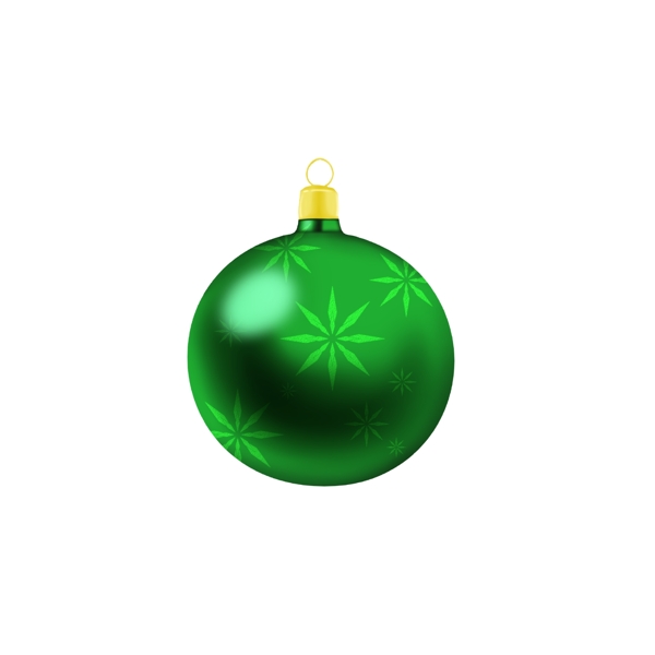 手绘圣诞装饰球绿色雪花创意可商用元素