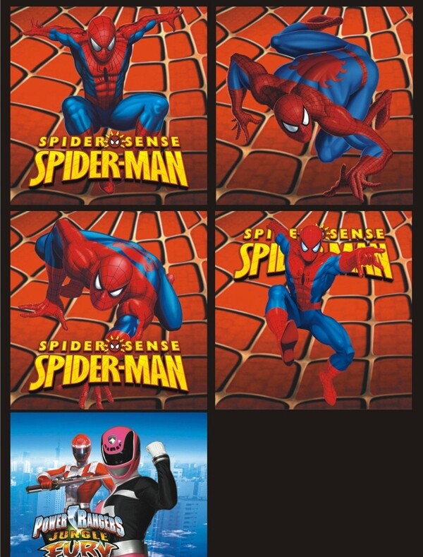蜘蛛侠VS五星战队员图片