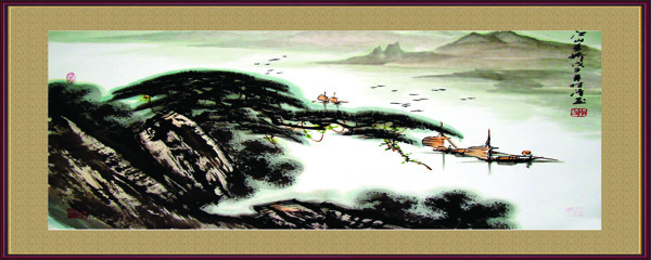 国画版面江山如此多娇图片