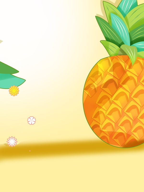 黄色清新风水果菠萝插画背景