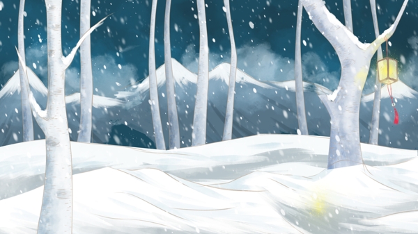 唯美小雪節(jié)氣雪地樹木背景設計