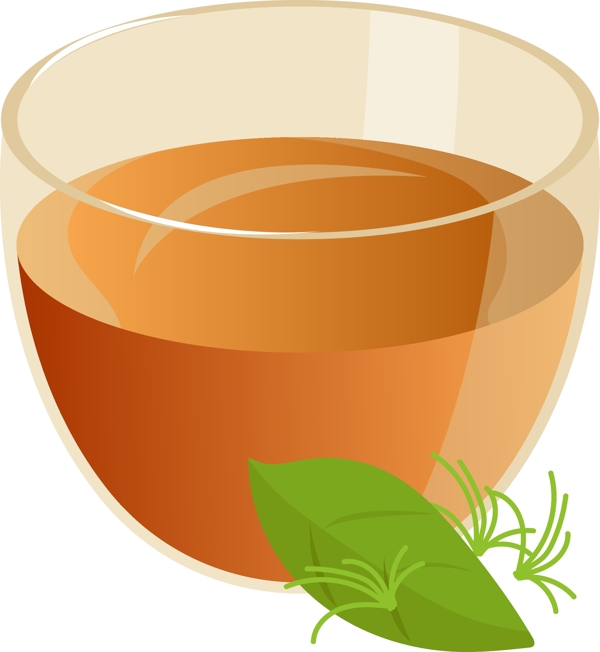 绿色茶叶和茶水插图