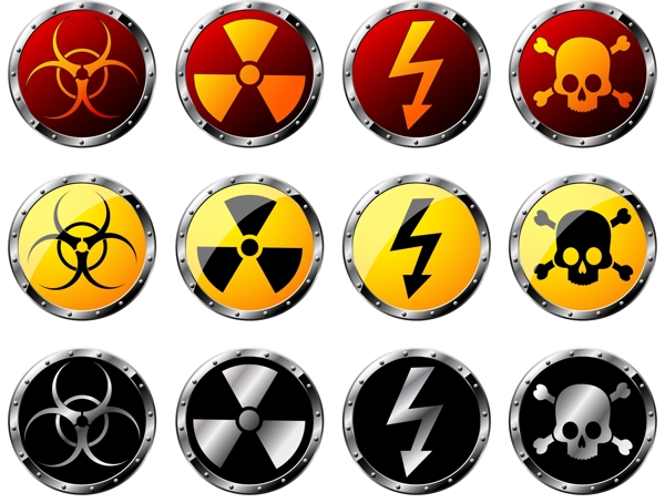 核辐射危险警告标志矢量素材