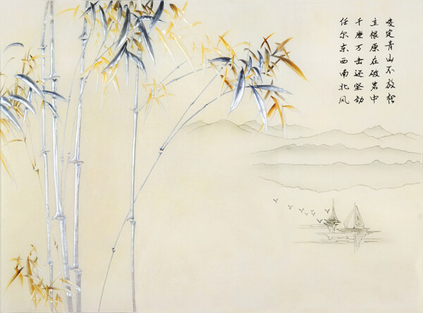 竹葉裝飾背景墻