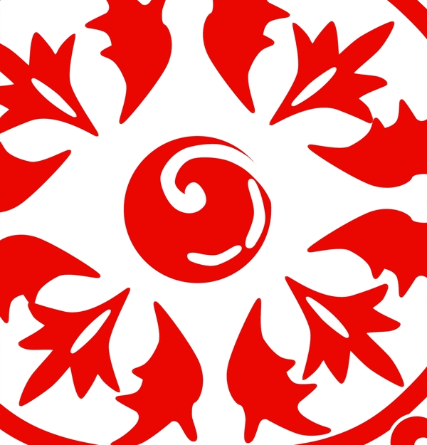 圓形紅色古典花紋矢量圖