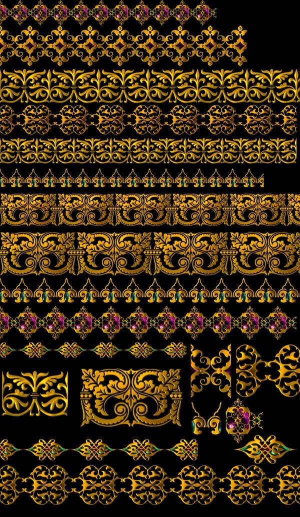 金色花邊素材PSD