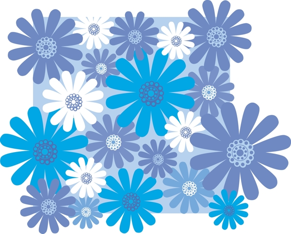 矢量蓝白花卉连续背景