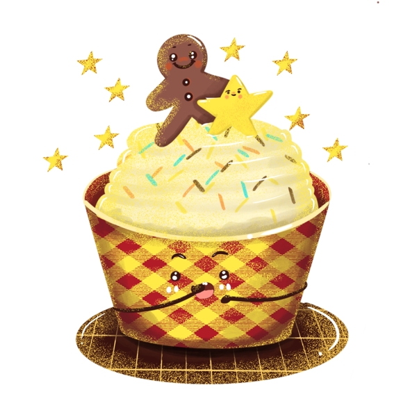 格子巧克力奶油甜品蛋糕姜娃星星卡通可爱