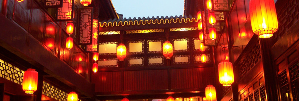 復(fù)古建筑燈籠banner背景素材