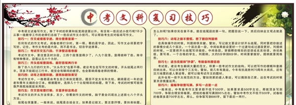 中考文科復(fù)習(xí)技巧宣傳欄