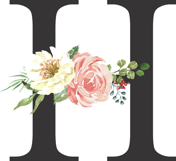 创意婚礼季字母H浪漫花朵