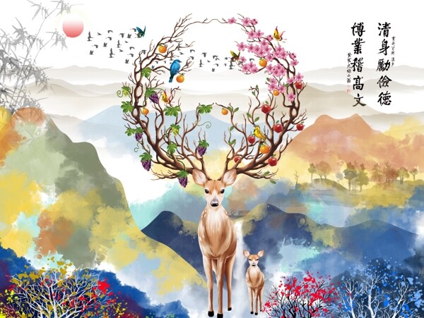 新中式背景墻