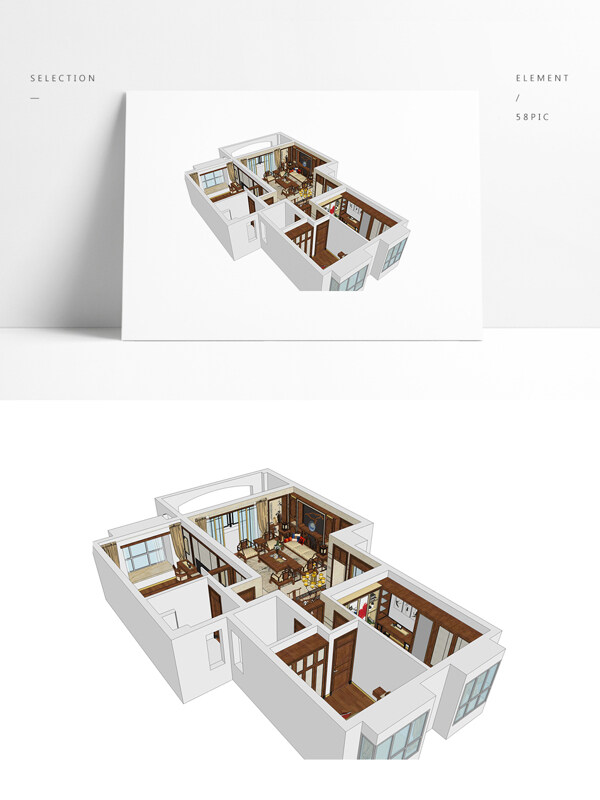 中式风格住宅SU模型