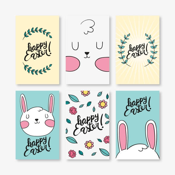 六款复活节兔子插图