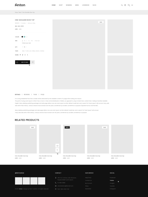 UI网页详情页面黑白灰简约PSD模板