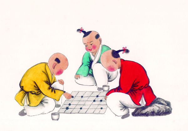 下棋的兒童圖片