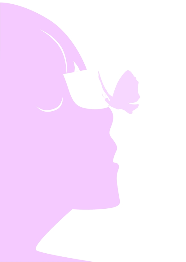 粉红色少女鼻尖的蝴蝶