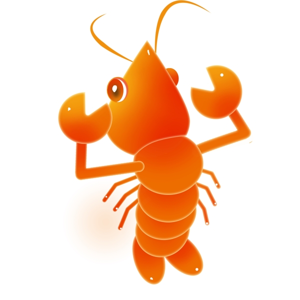 可爱龙虾背面图插画