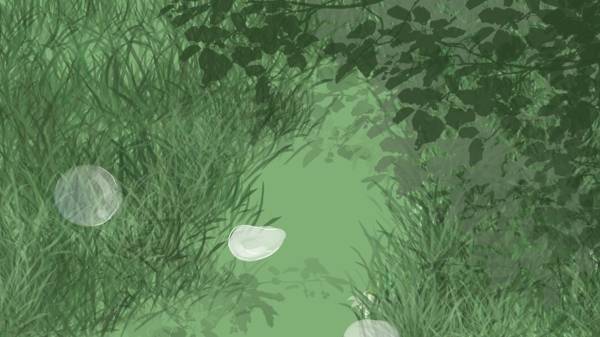 手繪森系治愈系植物樹林插畫背景