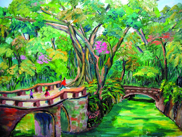 公園寫生圖片
