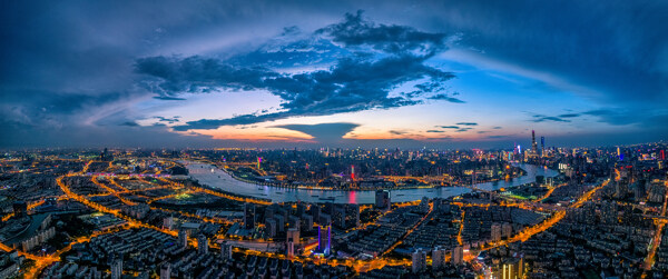 上海繁华都市全景城市夜景