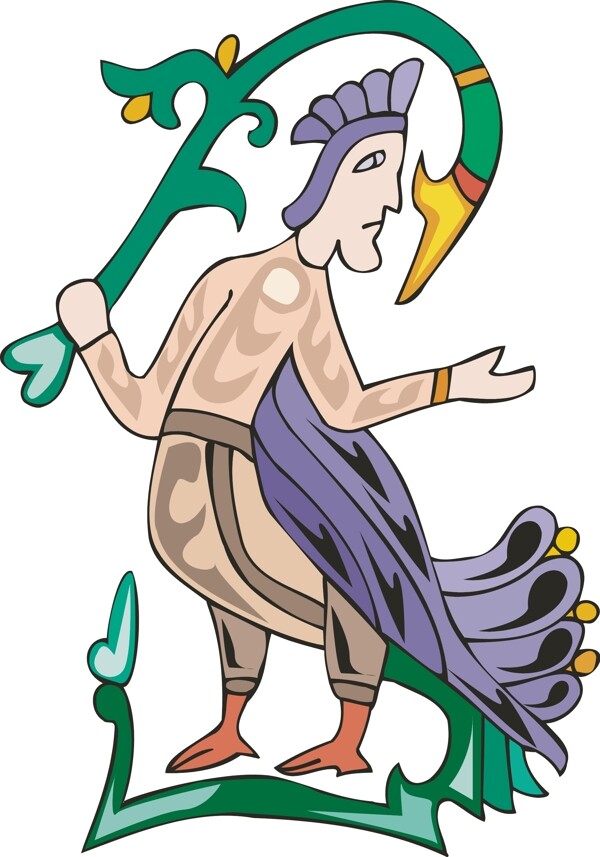 印花矢量圖男人色彩綠色黃色免費素材