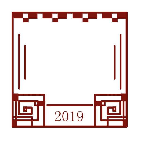 新年立體邊框插畫