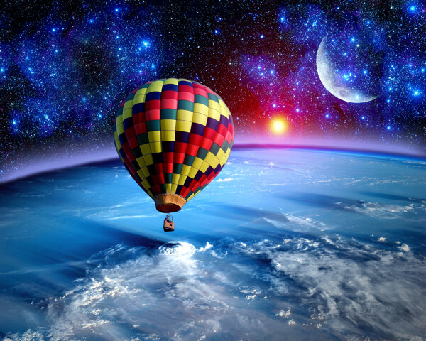 太空中的热气球图片