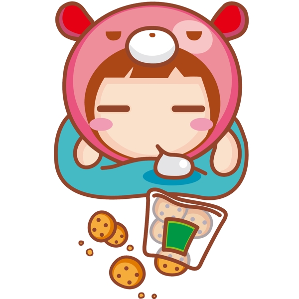 印花矢量圖女童可愛卡通卡通形象puppyred娃娃免費(fèi)素材
