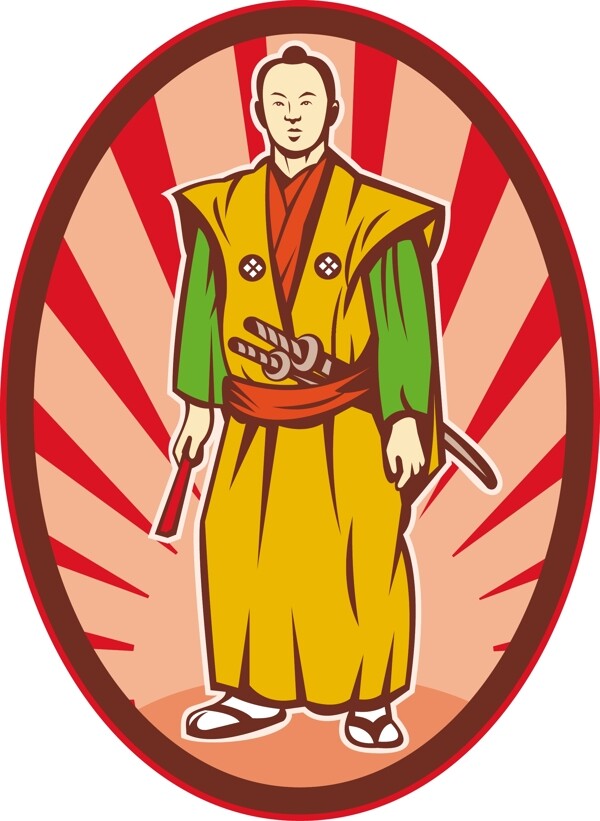 武士用刀和風(fēng)扇