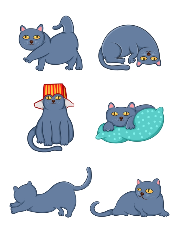 可爱卡通猫咪设计元素图片