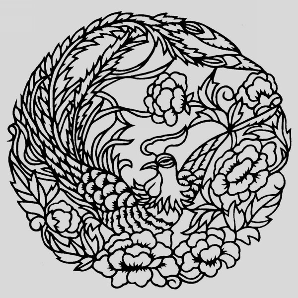 黑色鳳凰剪紙