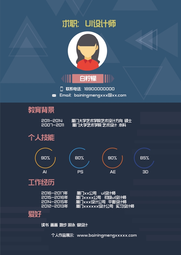 矢量個(gè)人簡(jiǎn)歷創(chuàng)意簡(jiǎn)潔