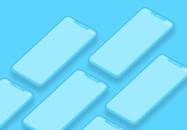 蓝色iphonexax手机样机模板
