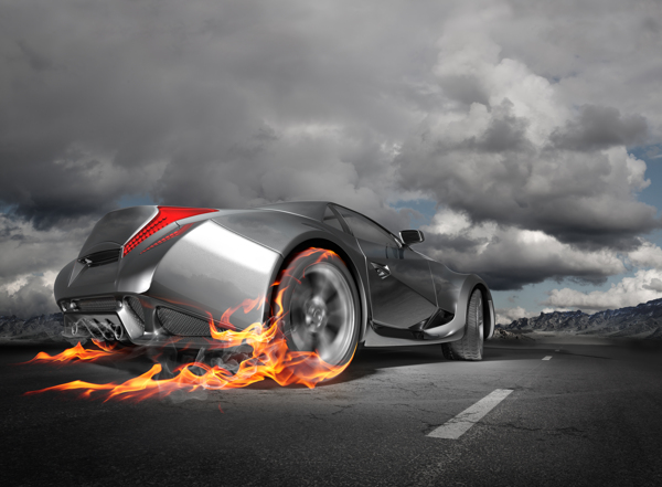 火焰与轿车图片
