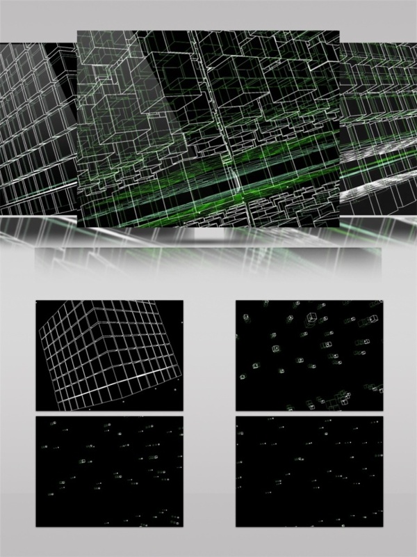 白色网格方块动态视频素材
